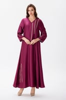 جلابية ستان بخطوط ذهبية