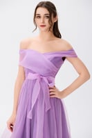 فستان اورغنزا ليلكي بصدر مزدوج