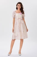 فستان اورغنزا بيج مع وردة