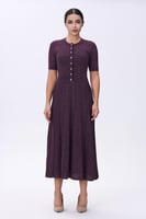 فستان موف استرتش بأزرار أمامية