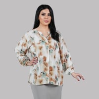 بلوزة كتان بنقشة زهور