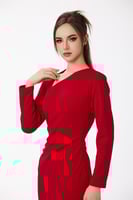 فستان كريب احمر