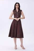 فستان شمواه بني بدون أكمام