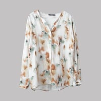 بلوزة كتان بنقشة زهور