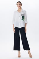 بلوزة شيفون بنقشة هندسية بالجيب