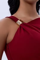 فستان كريب عنابي