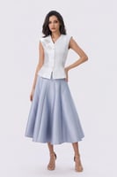 طقم أنيق بفيست مطرز وتنورة ميدي واسعة