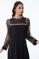 فستان كريب بأكمام تول