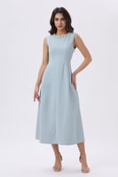 فستان ميدي تركوازي أنيق بتطريز لؤلؤي | Prando