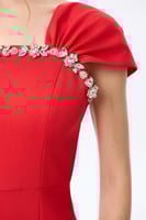 فستان كريب احمر