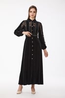 فستان دانتيل مخمل مع اكسسوار