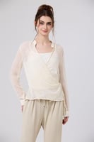 بلوزة شيفون بيج مزخرف