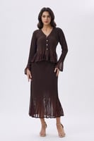 طقم ميدي أنيق باللون البني