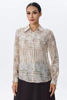 بلوزة شيفون مطبعة بنقوش هندسية