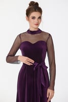 فستان مخمل مع شبك كريستال