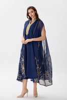 جلابية اورغنزا كحلي بتطريز ذهبي