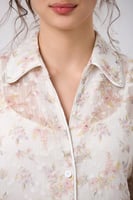 بلوزة شيفون مزخرف بيج