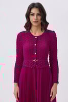 فستان ميدي فوشيا أنيق بتصميم بليسيه