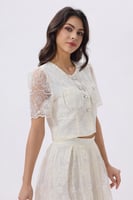 طقم أوف وايت تنورة وبلوزة دانتيل للعيد | Prando