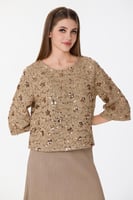 بلوزة توييد مع ترتر