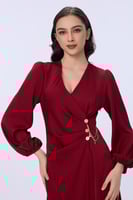 فستان ستان عنابي