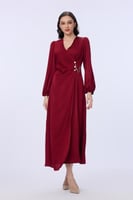 فستان ستان عنابي