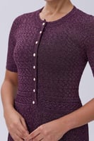 فستان موف استرتش بأزرار أمامية