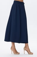 تنورة كحلي ميدي بلسية جانبي