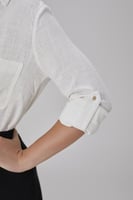 بلوزة كتان اوف وايت مع جيب