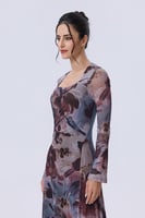 فستان ماكسي شيفون برقبة مربعة