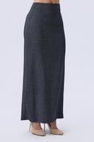 تنورة مستقيمة رمادية طويلة