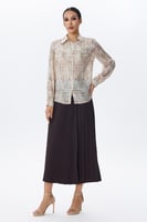 بلوزة شيفون مطبعة بنقوش هندسية