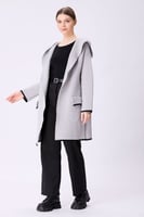 كارديغان رصاصي فاتح بقبعة وجيوب