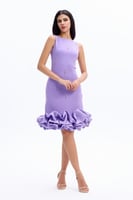 فستان كريب بنفسجي فاتح بكشكش