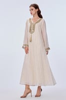 جلابية كتان بيج