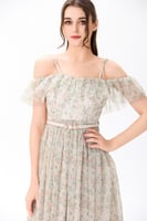 فستان تول بيج بنقشة الزهور