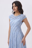 فستان ميدي أزرق دانتيل