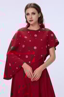 فستان كريب احمر داكن