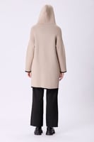 كارديغان بيج فاتح بياقة دائرية بقبعة