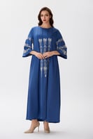 جلابية ستان أزرق ملكي