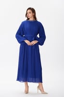 فستان شيفون بليسية أزرق ملكي