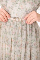 فستان تول بيج بنقشة الزهور