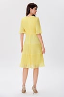 فستان شيفون أصفر بليسية ناعم