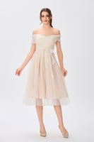 فستان اورغنزا حرير بيج