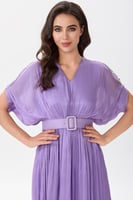 فستان ليلكي شيفون لماع مع كريستال