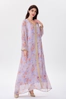 جلابية شيفون بكلف ذهبية