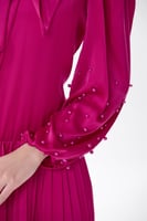 فستان ستان فوشيا