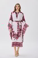 جلابية بليسية اوف وايت بنقشة عنابي