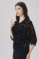 بلوزة مطبوعة مخمل اسود