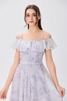 فستان اورغنزا بنفسجي بتطريز مميز